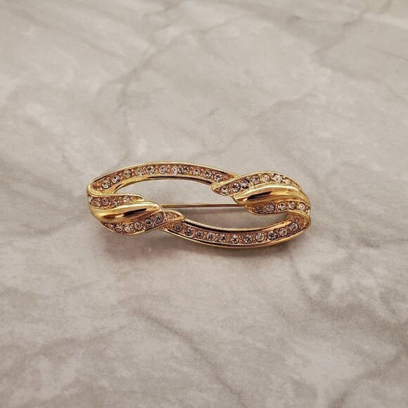 Monet Jewelry - ✨ Vintage Monet Gold Rhinesontes Brooch 1980s 80s ✨